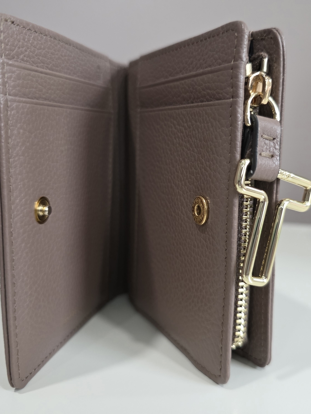 Le Tanneur Small Juliette Grained Leather Wallet - Pharma Gray - Picture 4 of 12